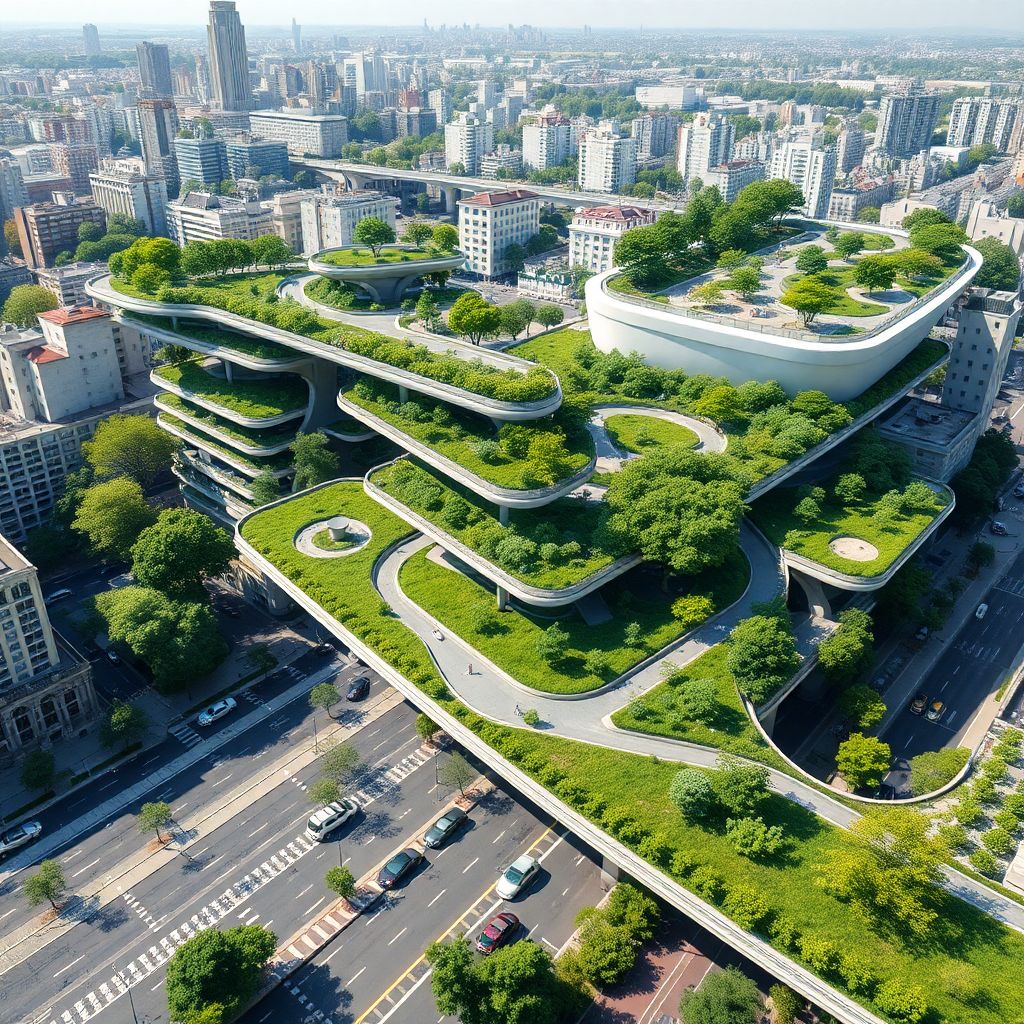 Городские парковые ансамбли на многоуровневых платформах: концепции и решения