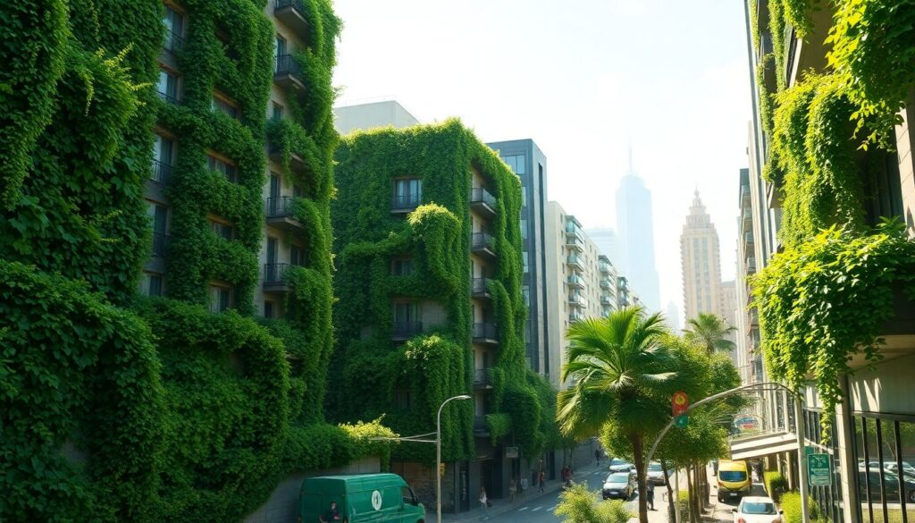Зелёные фасады и их влияние на микроклимат города - иллюстрация